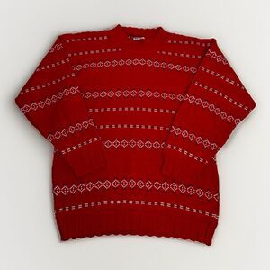 Vintage American Pride Sweater Bright Red Ugly Christmas Sweater USA Size M